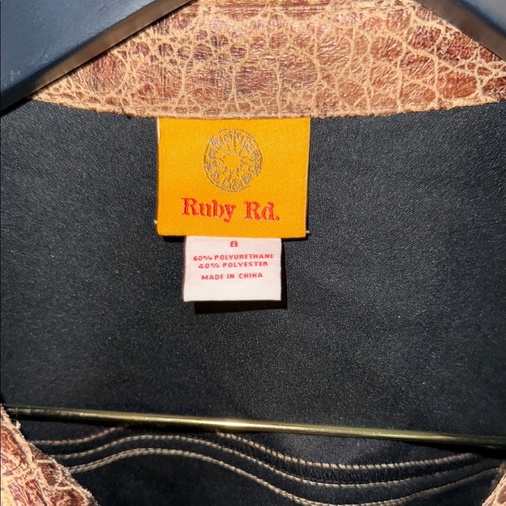 Ruby Rd. Brown Croc-Embossed Faux Leather Jacket - Picture 2 of 7